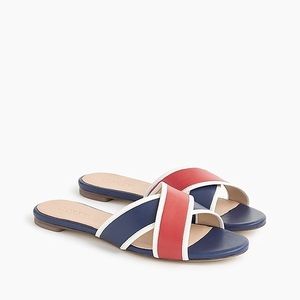 J. Crew Colorblock Leather Slide Sandals